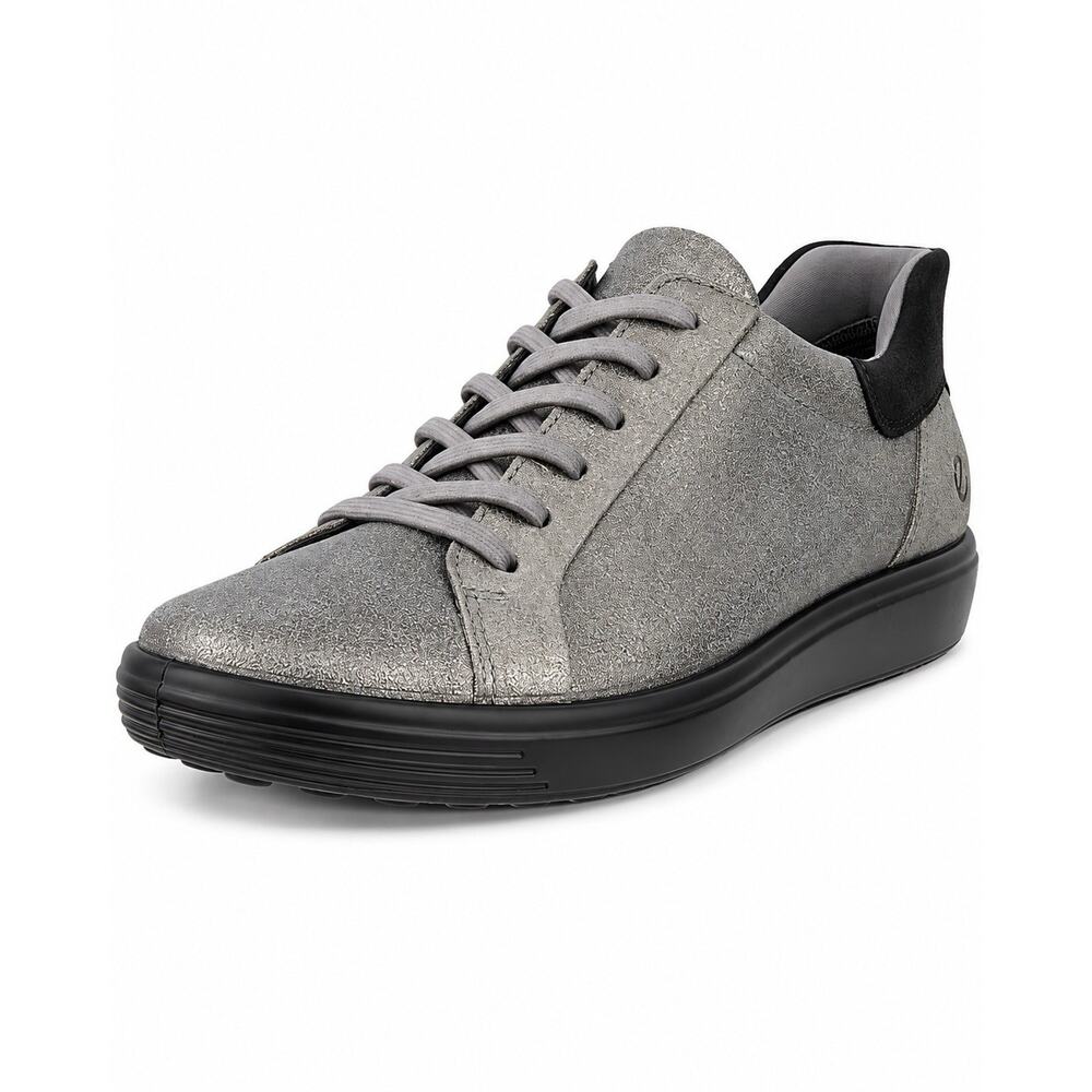ECCO Soft 7 Women’s Leather Sneakers EU 37 US 6-6.5 Metallic Taupe/Gray Black